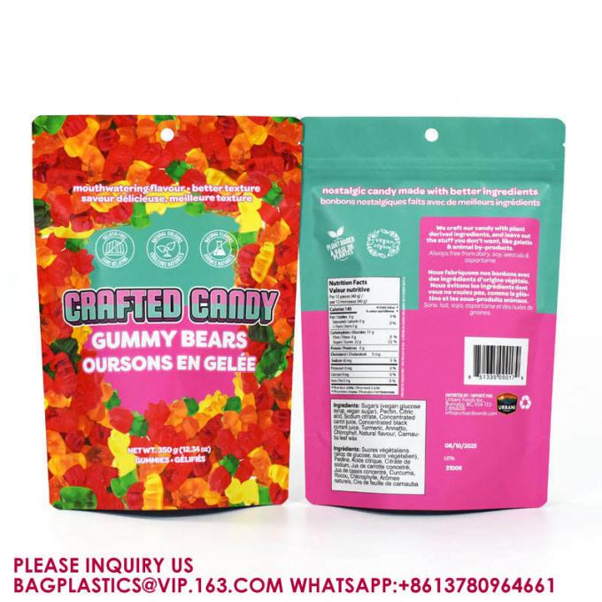 Перезамыкаемая многоразовая циплокная алюминиевая фольга Mylar Candy Popcorn Pack Stand Up Pouch Bags 0