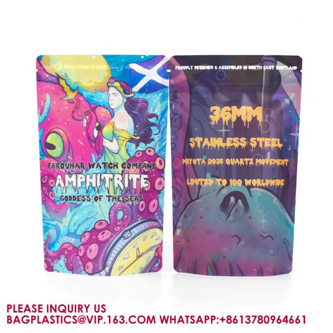 Перезапечатываемая упаковка уплотнительной пленки Ziplock Foil Stand Up Pouch Zip Smell Proof Mylar Bag с логотипом 1