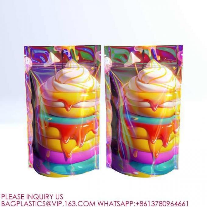 Напечатанный на заказ Mylar Smell Proof Stand Up Pouch Candy Food Packaging Mylar Ziplock Bag 3