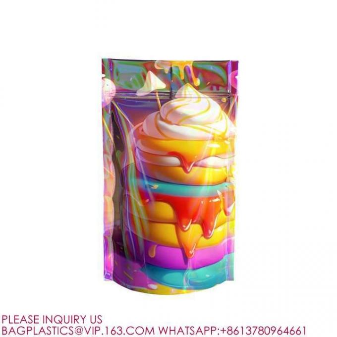 Напечатанный на заказ Mylar Smell Proof Stand Up Pouch Candy Food Packaging Mylar Ziplock Bag 2