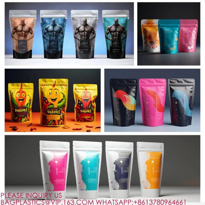 Биоразлагаемая сухая пища закуска орехи кешью Doypack Smell Proof Stand Up Pouch с молниеносной решеткой 3