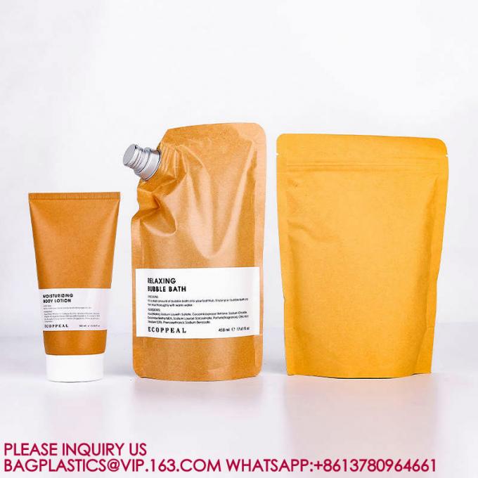 OEM ODM Экологически чистый перерабатываемый Kraft Spout Pouch Shampoo Skincare Lotion Refill Bag 3