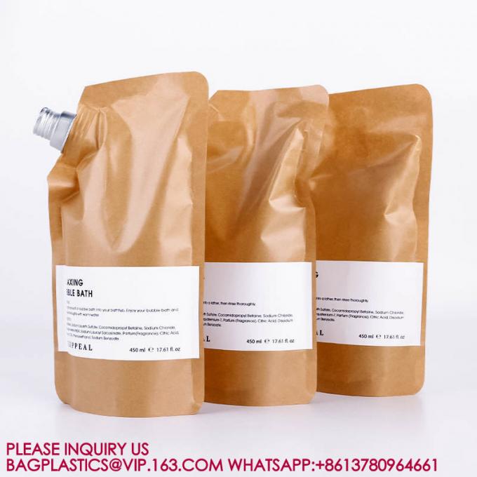 OEM ODM Экологически чистый перерабатываемый Kraft Spout Pouch Shampoo Skincare Lotion Refill Bag 2
