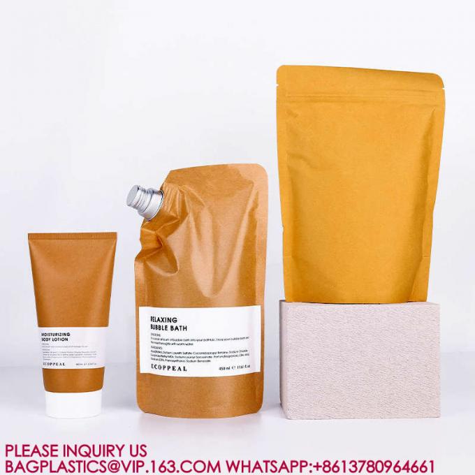 OEM ODM Экологически чистый перерабатываемый Kraft Spout Pouch Shampoo Skincare Lotion Refill Bag 1