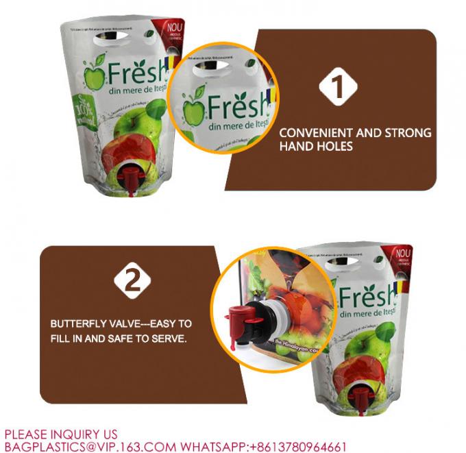 Сумка для соков Сумка для вина Диспенсер 3L Kraft Eco Friendly Bag в коробке Жидкая пластиковая упаковка 0