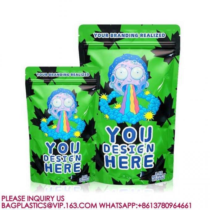 14G 28G Custom Stand Up Doypack Pouch Smell Proof 3,5 грамм Мэйлар с моим логотипом 3