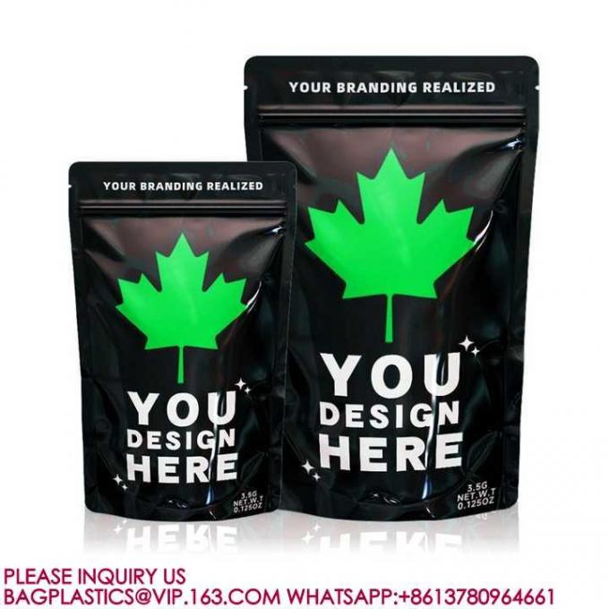 Конструкция на заказ Mylar Stand Up Pouch Перезамыкающийся Zip Lock Запахоустойчивая упаковка Mylar Bags 4