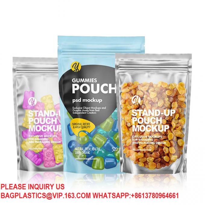 Печать логотипа на заказ Алюминиевая фольга Ziplock Стоять вверх Pouch Маттовые глянцевые сумки с ремешком 0
